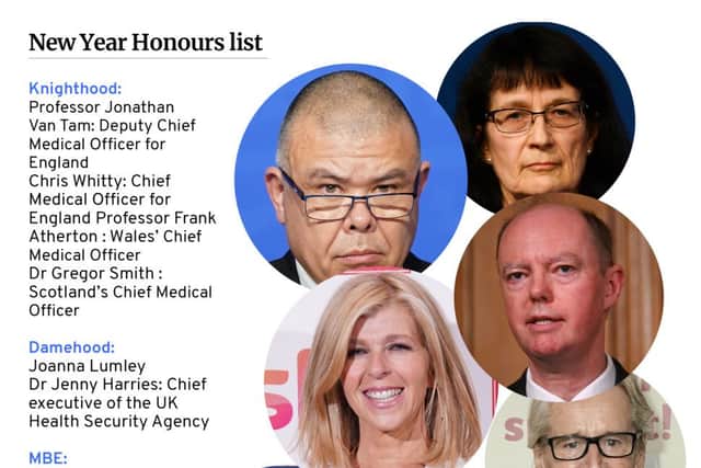 Joanna Lumley, Professor Jonathan Van-Tam and Daniel Craig are all also being honoured (Graphic: JPIMedia/Kim Mogg)