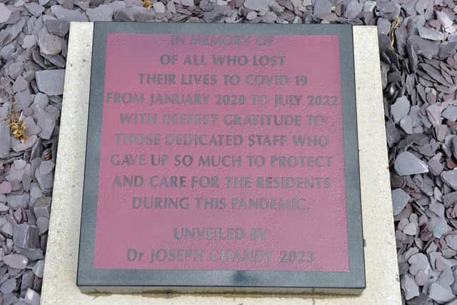 The memorial plaque.