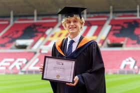 Undated handout photo issued by the University of Sunderland of former professional footballer Adam Bale, who has qualified for a law degree with top marks and has ambitions to one day sit as a judge. Issue date: Thursday July 20, 2023.