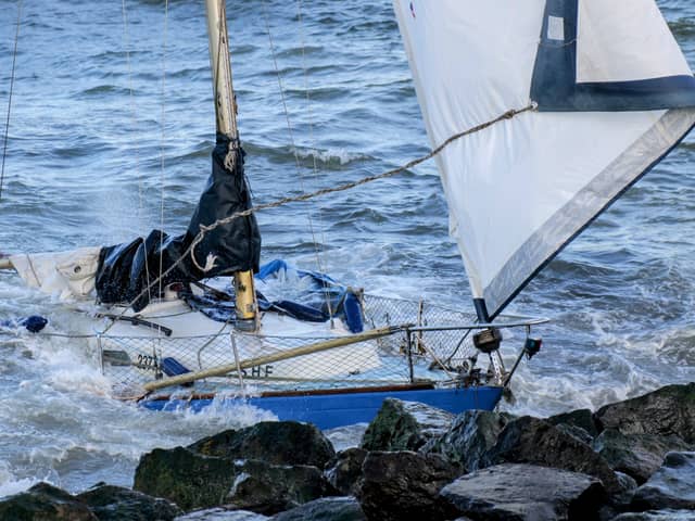 The yacht which ran aground on Hartlepool rocks. Picture courtesy of instagram.com/ircpix