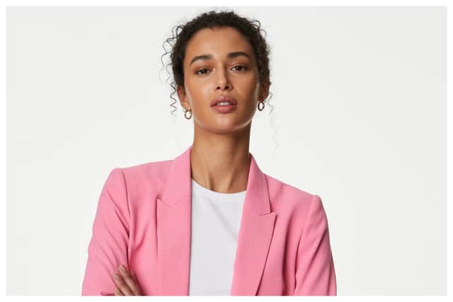  For those of you who adore pink and I am most certainly a fan of pretty much everything in this colour, how about this Ruched Sleeve Blazer, £49.50 from M&S? I