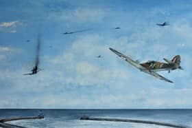 One of the dramatic paintings which show the Battle of Britain over the North East.