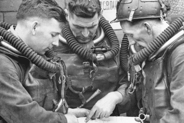 A rescue team pictured at Easington Colliery following the pit disaster on May 29 1951.