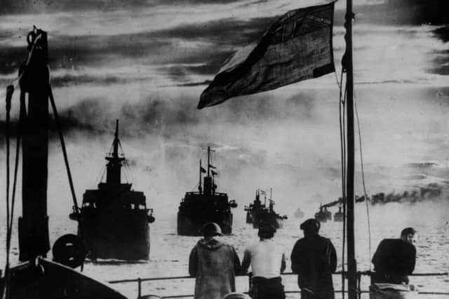 British convoy ships sailing in the 1940s. (Photo by Keystone/Getty Images)