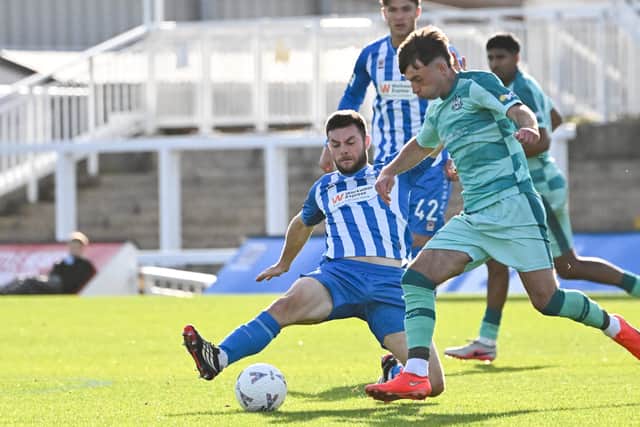 Action from Hartlepool United's FA Cup fourth qualifying round tie with Marine (photo Chris Fryatt)