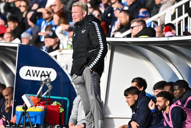 Hartlepool United head coach Pete Wild during the FA Cup defeat against Marine (photo Chris Fryatt)