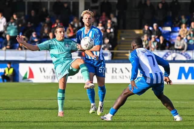 Action from Hartlepool United's FA Cup fourth qualifying round defeat against Marine (photo Chris Fryatt)