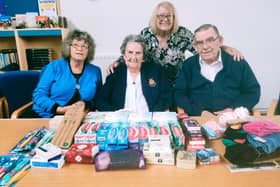 Members of Hartlepool Salvation Army with their donations. 