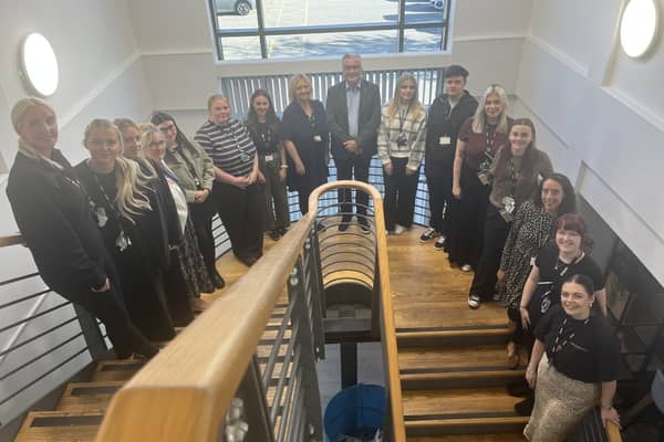 Andy Brown OBE (centre) is pictured with Ad Astra Academy Trust’s new starters.