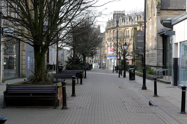 One of Harrogate's busiest shopping streets has been left deserted all week as shops have closed their doors during the lockdown and people told to stay at home.