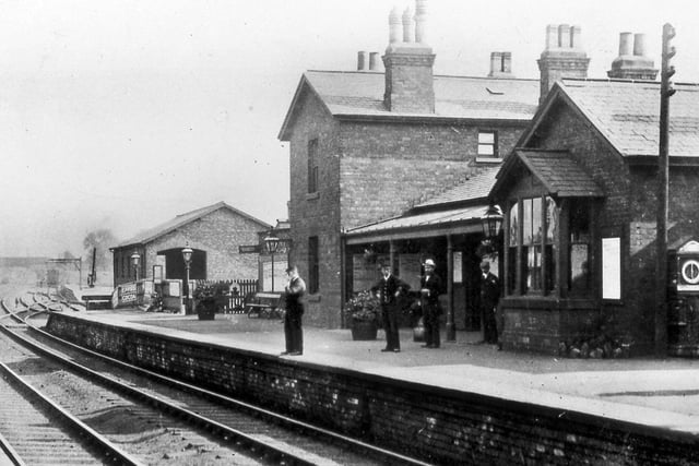 This view shows Garforth railway station looking south-east along the platform. It opened in 1834 on the NER Leeds & Selby Line.