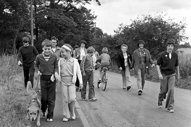 Wigan Rotary Club members on their sponsored walk in 1976