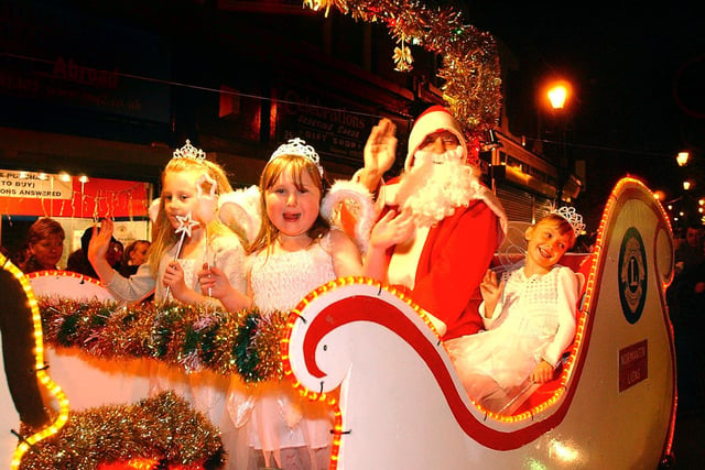 Santa arrives at the Normanton Christmas lights switch on in November 2004.