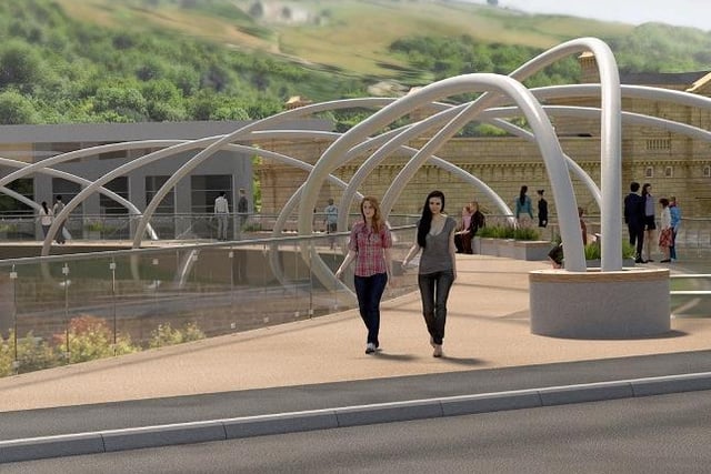 The new town footbridge will provide walking and cycling access to the new station building at first floor level