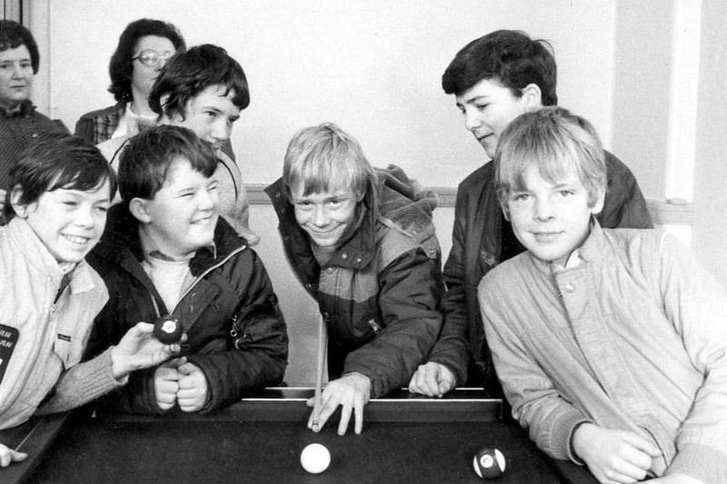 The opening of South Gipton Community Centre in Coldcotes Grove in February 1984. It shows some of the young local residents enjoying a game of pool.