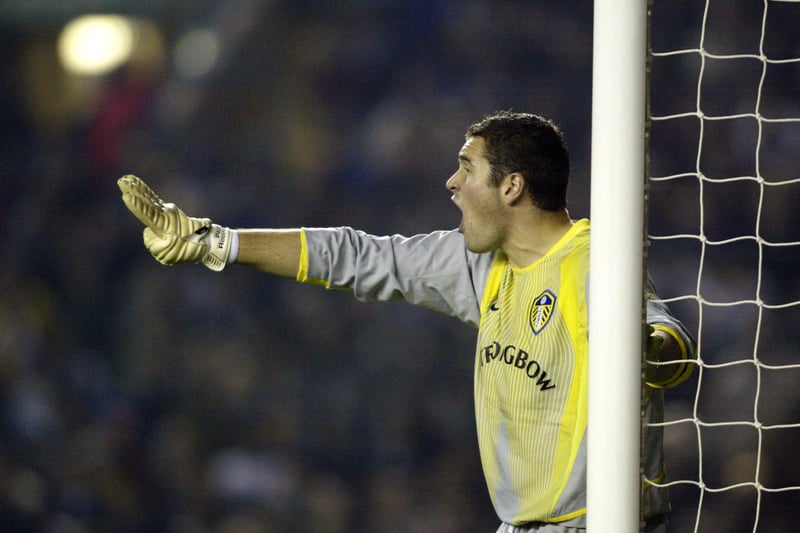 Paul Robinson barks out instructions during the UEFA Cup second round first leg clash against Hapoel Tel Aviv at Elland Road in October 2002.