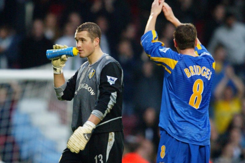 Paul Robinson enjoys a drink at full time after Leeds United beat West Ham United 4-3 in a thrilling Premiership clash at Upton Park in November 2002.