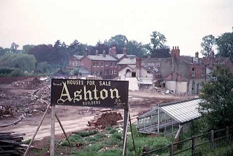 August 1964 an work has begun at the site of Hall Orchards house and garden to put up a new housing development by Ashton's. A sign on the land advertises the houses for sale. The development was located off York Road.