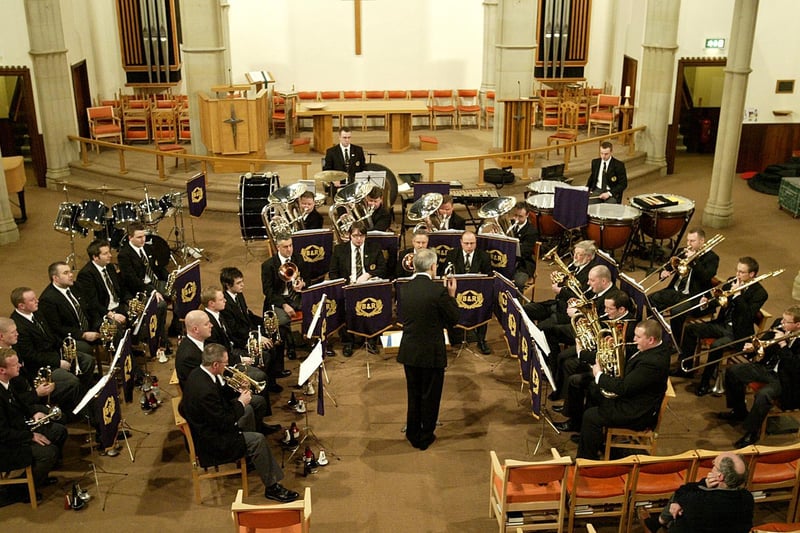 Brighouse and Rastrick Band in concert at Brighouse Central Methodist Church for composition competition.