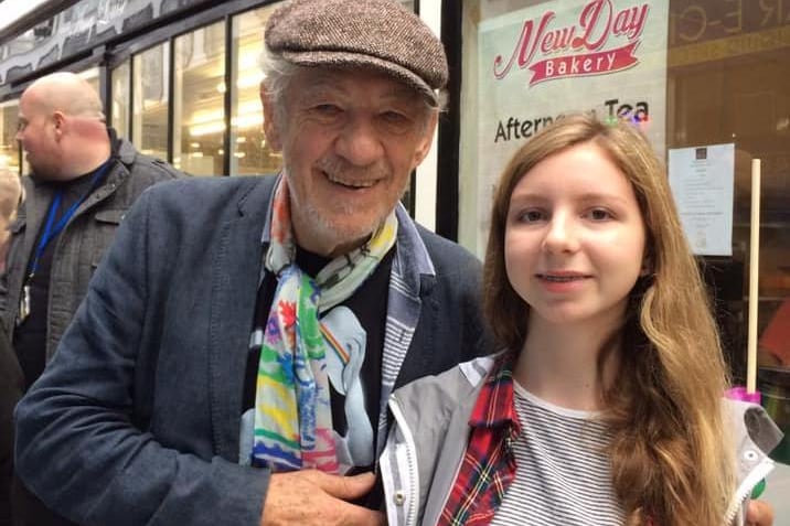 Gillian Ashworth sent in this photo of Sir Ian McKellan with her daughter