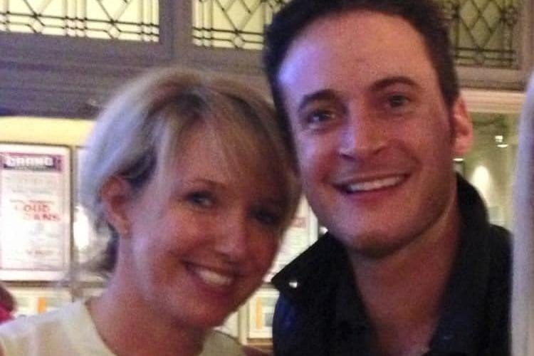 Sarah Auty with Gary Lucy whilst he was performing the Full Monty in Blackpool