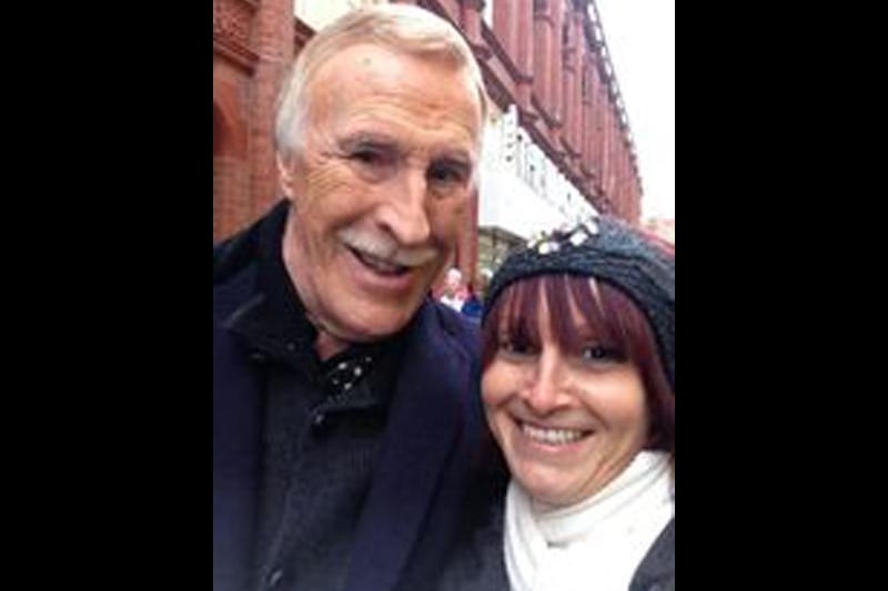 Kelly Clarke outside Blackpool Tower with Bruce Forsyth