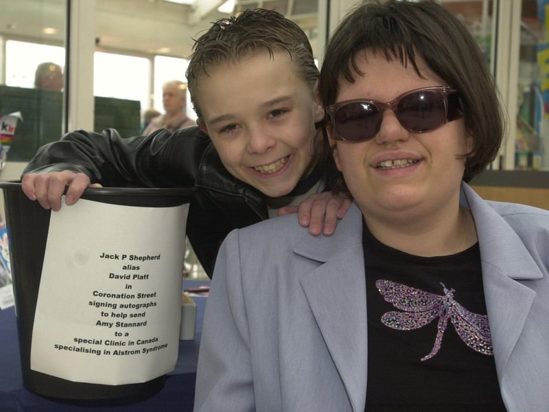 Young Coronation Street actor Jack P. Shepherd was signing autographs at Asda's Owlcotes Centre store to help raise money for Alstrom Syndrome sufferer Amy Stannard.