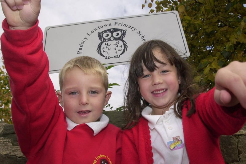 Pudsey Lowtown Primary was celebrating an excellent Ofsted report in September 2001. Pictured are pupils Alex Reid and Gabrielle Cheung.