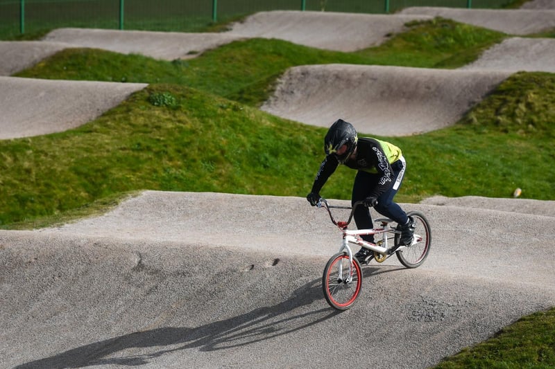 A young BMX rider in Stanley Park.