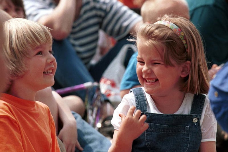 These youngsters were all smiles after enjoying a Punch and Judy show at Morley Carnival in June 1999.
