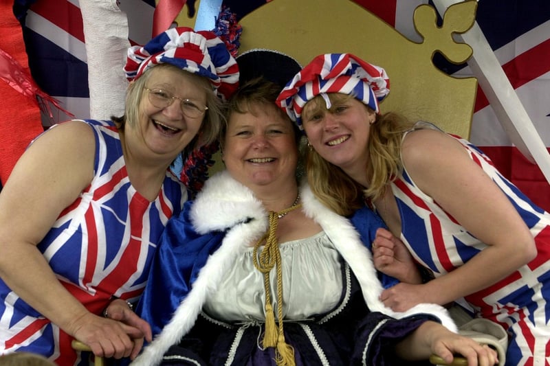Pudsey Carnival in May 2002. Pictured, left to right, are Christine Taggart, Carol Baird and Clare Allman on the Asda float.