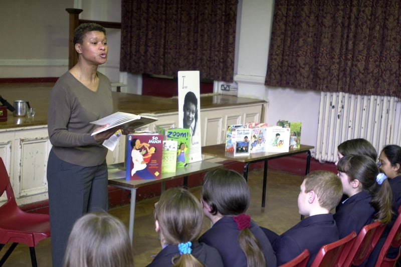 Author Trish Cooke visited Grangefield School to talk to pupils are part of the school's Book Week.