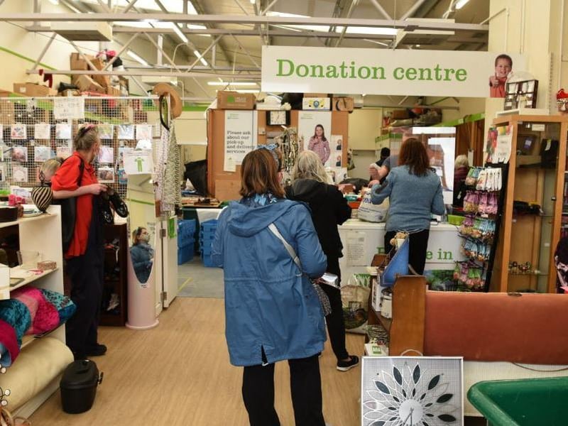Shoppers queued to drop off unwanted items at the centre
