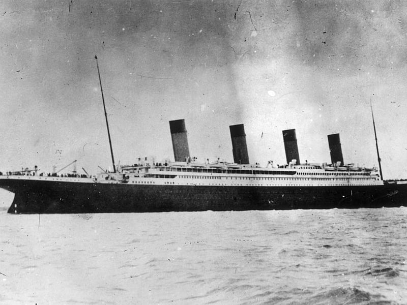 RMS Titanic, 1912.
Only three out of four smoke stacks (chimneys) actually worked. The other was just to make the ship look more impressive.