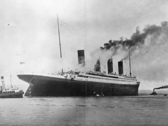 The RMS Titanic on trials in Belfast Lough in 1912.
