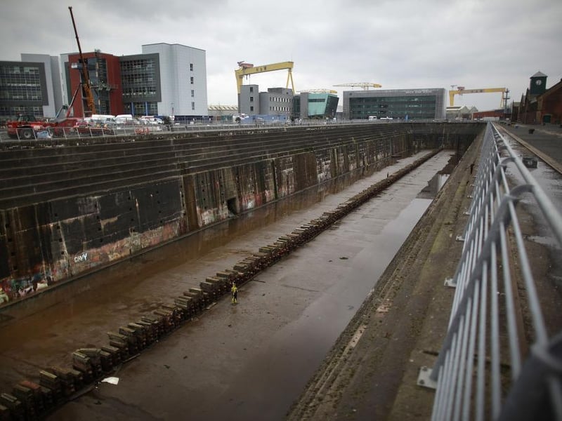 The Thompson Graving dry dock on the site of where the Titanic was built.
A silent film about the Titanic was released soon after the disaster starring Dorothy Gibson, a Titanic survivor.