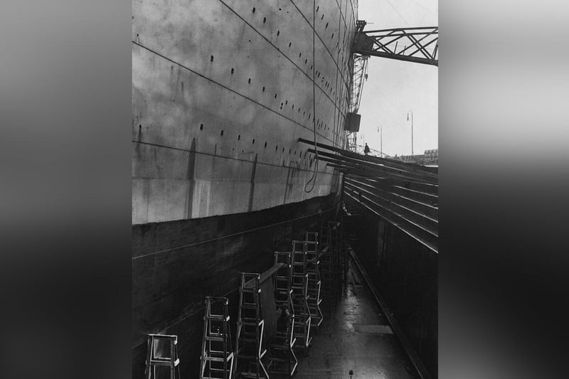 The Titanic in the Harland and Wolff dry dock in Belfast.

There were only 37 seconds between the iceberg being spotted and the collision.