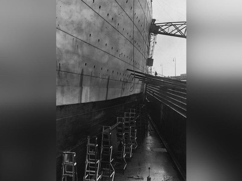 The Titanic in the Harland and Wolff dry dock in Belfast.
There were only 37 seconds between the iceberg being spotted and the collision.