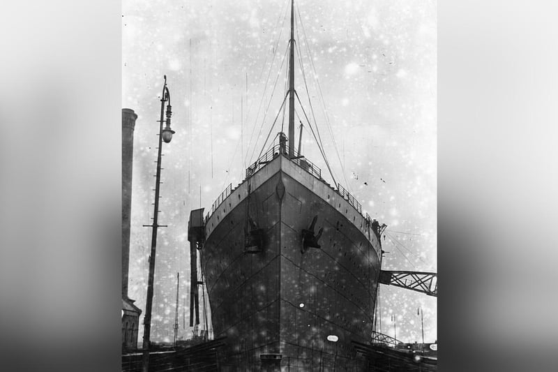 The Titanic at the shipyard in Belfast.

The temperature of the water was -20C.