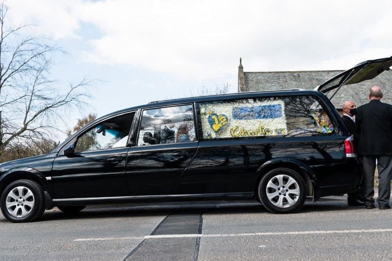 Charlie's coffin arriving at the church in Billsborrow this afternoon