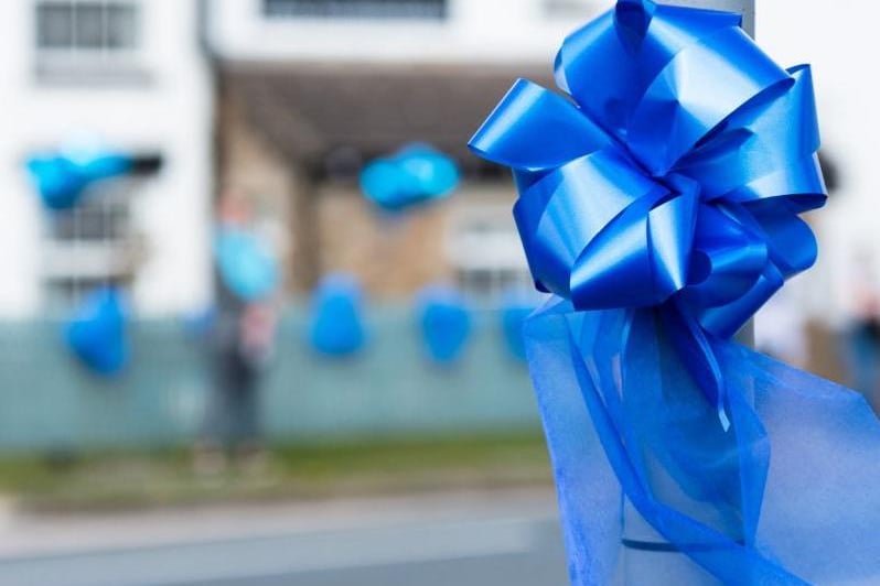 Blue ribbons decorated the streets in Billsborrow this afternoon