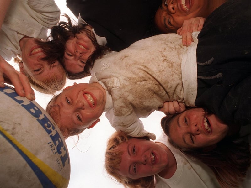 November 1996 and these girls had entered the YEP School's Rugby Challenge. Pictured, left to right, are Michelle Smith, Michelle Gamble, Emma Robinson, Vicky Robson, Tanya Sobotewski, and Sarah May.