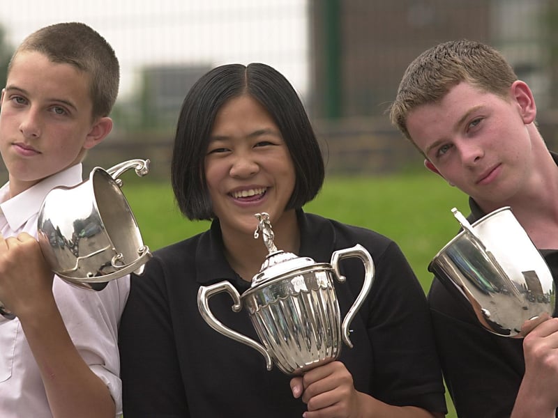 School Sports Personality winners in July 2002. Pictured, from left, Darren Shotton (rugby and cricket), Amy Hoang (football and rounders) and Gary Cole (football and cricket).
