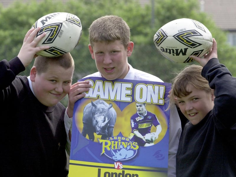 These pupils were given free Leeds Rhinos tickets. Pictured are Kyle Butterfield, Ashley Freeman and Laura Billings.