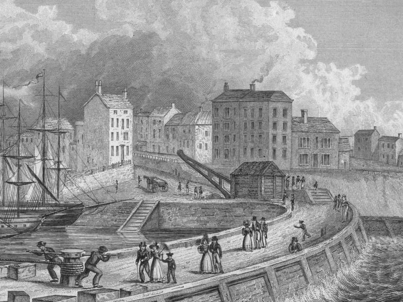 Bridlington Quay, Yorkshire, circa 1830. Engraved on steel by J. Shury after a drawing by N. Whittock.