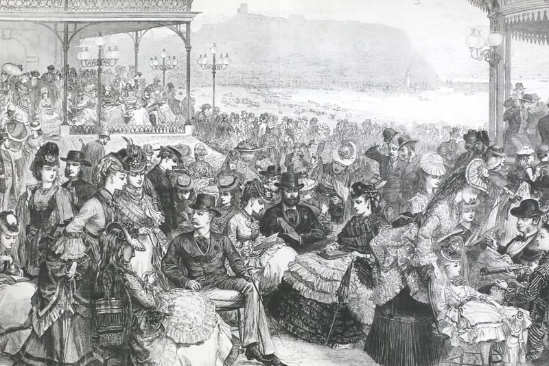 Crowds at Scarborough in the season, England, 1871.