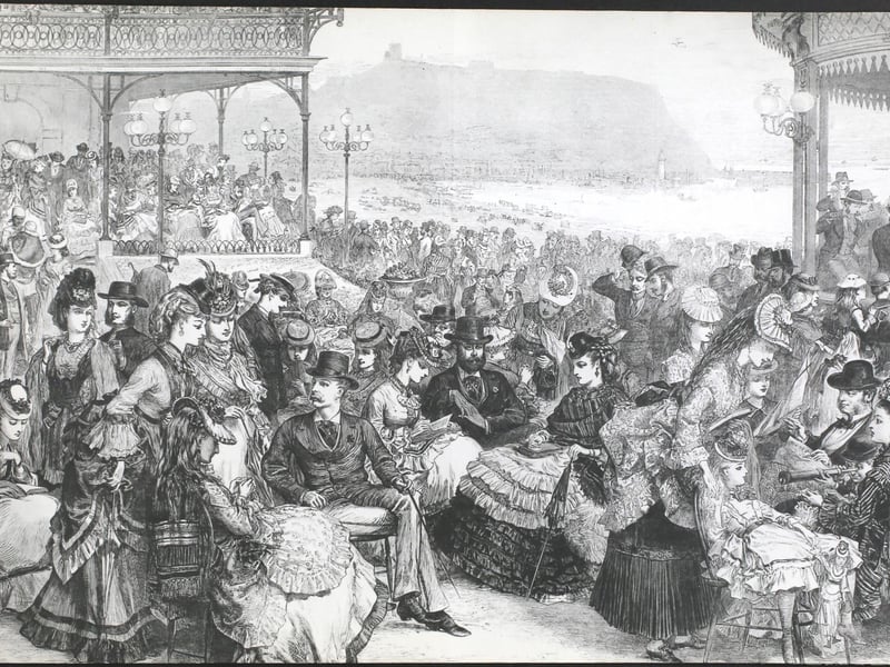 Crowds at Scarborough in the season, England, 1871.