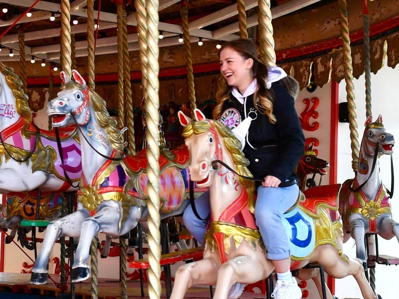 Coronation Street actress Harriet Bibby and friends celebrate her 23rd birthday at Blackpool Pleasure Beach during the park's 125th celebration season Pictures: Dave Nelson