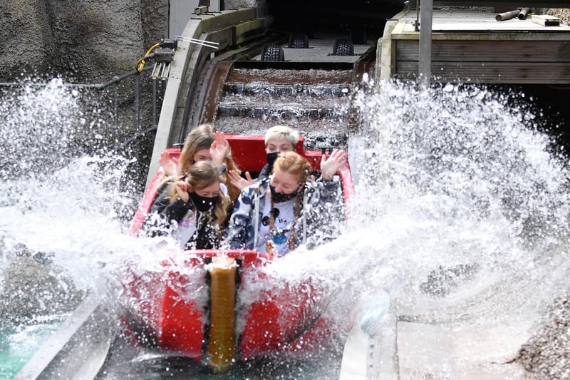 Riding the waves of the Rugrats log flume in Nickelodeon Land Coronation Street actress Harriet Bibby and friends celebrate her birthday at Blackpool Pleasure Beach during the park's 125th celebration season Pictures: Dave Nelson