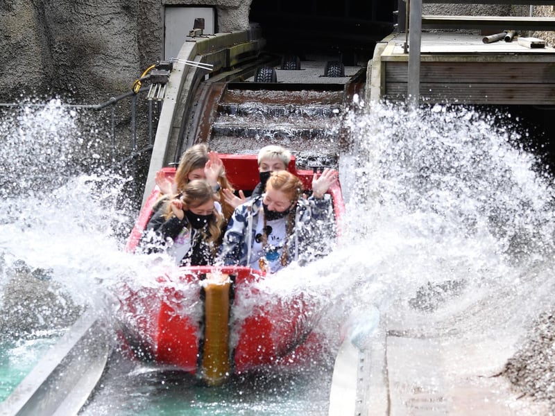 Riding the waves of the Rugrats log flume in Nickelodeon Land Coronation Street actress Harriet Bibby and friends celebrate her birthday at Blackpool Pleasure Beach during the park's 125th celebration season Pictures: Dave Nelson